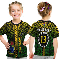 (Custom Text And Number) Cook Islands T Shirt Kid Polynesian Pattern Stars LT13 Youth XL Size14 - Polynesian Pride