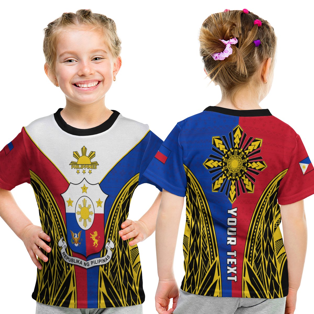 (Custom Personalised) Philippines T Shirt Kid Sun Rayonnant LT13 Youth XL Size14 - Polynesian Pride