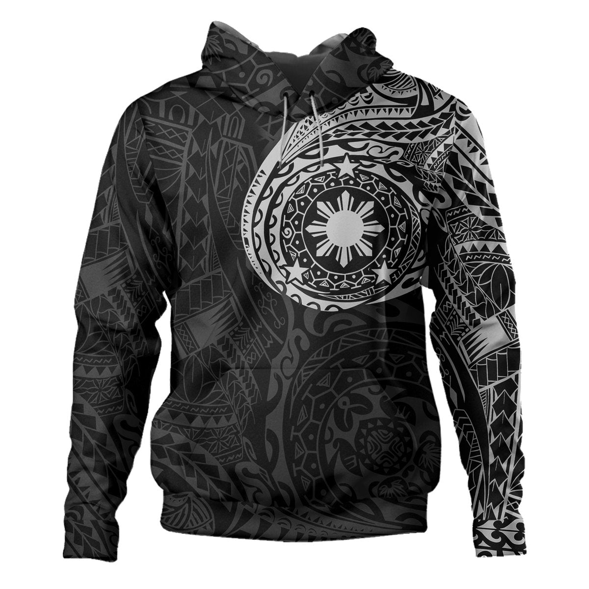 Philippines Polynesian Tattoo Style Hoodie Multicolor Pullover Hoodie Gray - Polynesian Pride