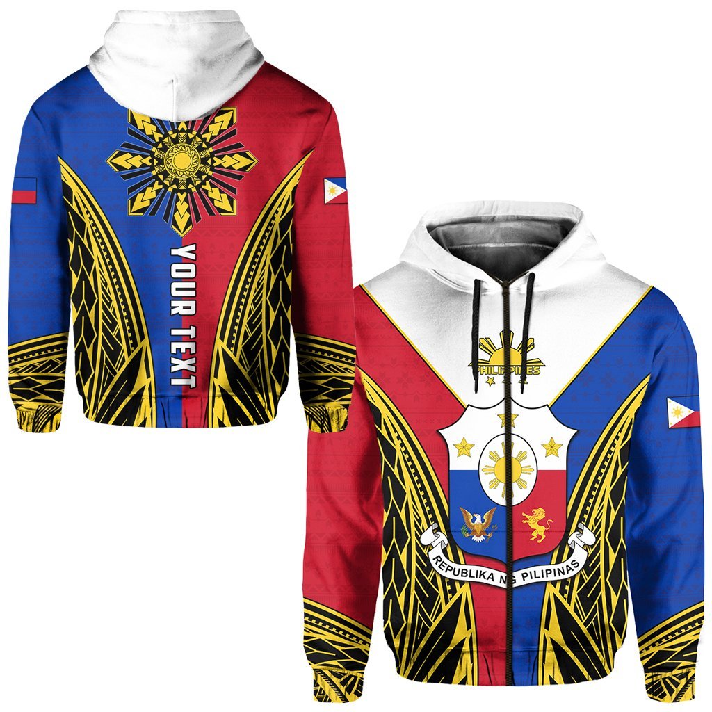 Custom Philippines Zip Hoodie Sun Rayonnant LT13 Unisex Red - Polynesian Pride