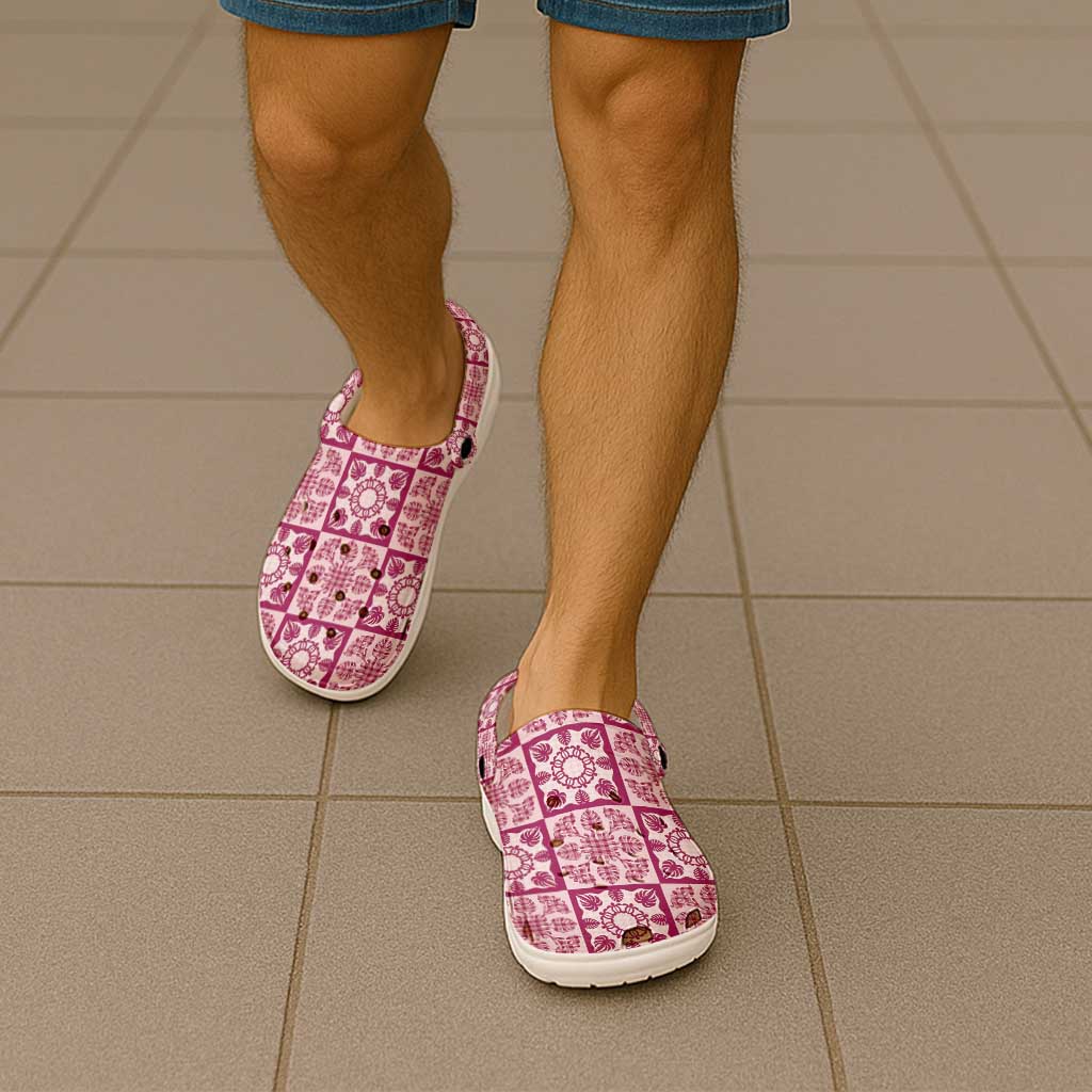 Akala Palaka Quilt Hawaii Clogs Shoes Hawaiian Tropical Monstera Sea Turtle