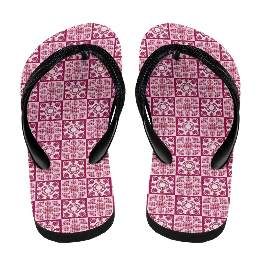 Akala Palaka Quilt Hawaii Flip Flops Hawaiian Tropical Monstera Sea Turtle