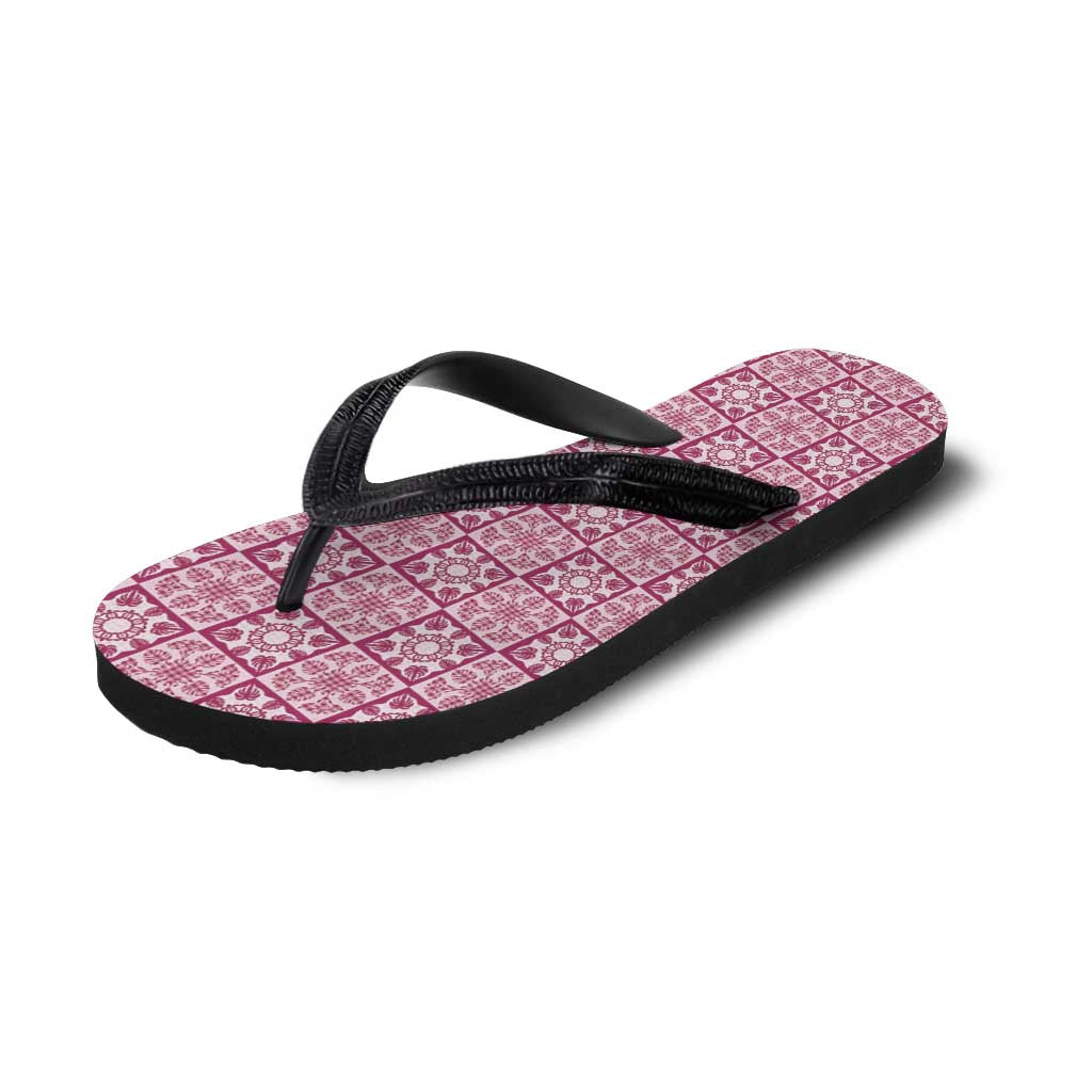 Akala Palaka Quilt Hawaii Flip Flops Hawaiian Tropical Monstera Sea Turtle