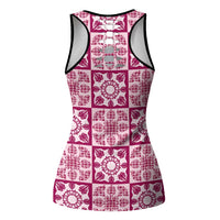 Akala Palaka Quilt Hawaii Hollow Tank Top Hawaiian Tropical Monstera Sea Turtle