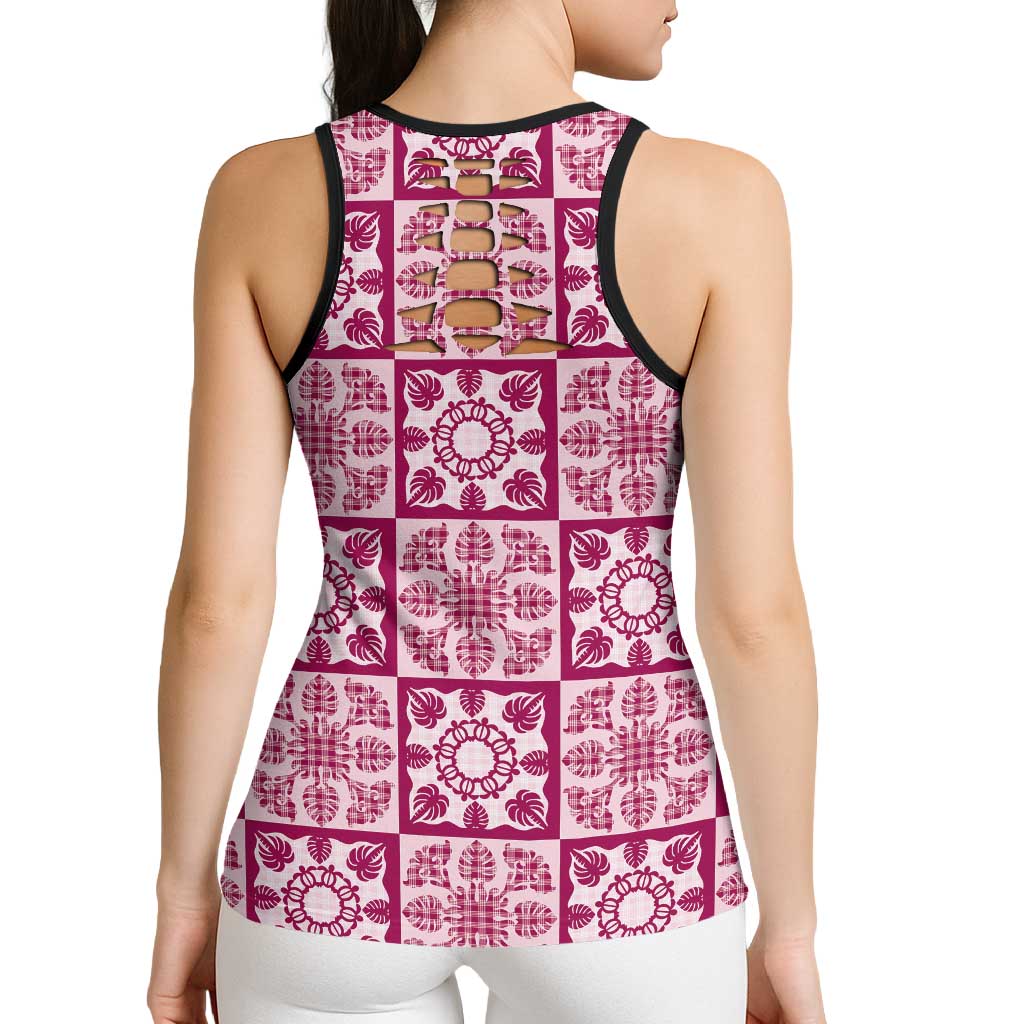Akala Palaka Quilt Hawaii Hollow Tank Top Hawaiian Tropical Monstera Sea Turtle