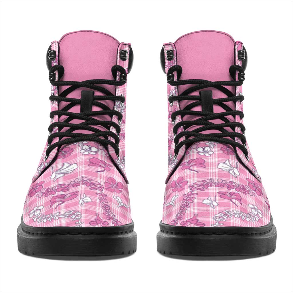 Alaka Aloha Hawaii All Season Boots Plumeria Lei With Palaka Motif LT14 - Polynesian Pride