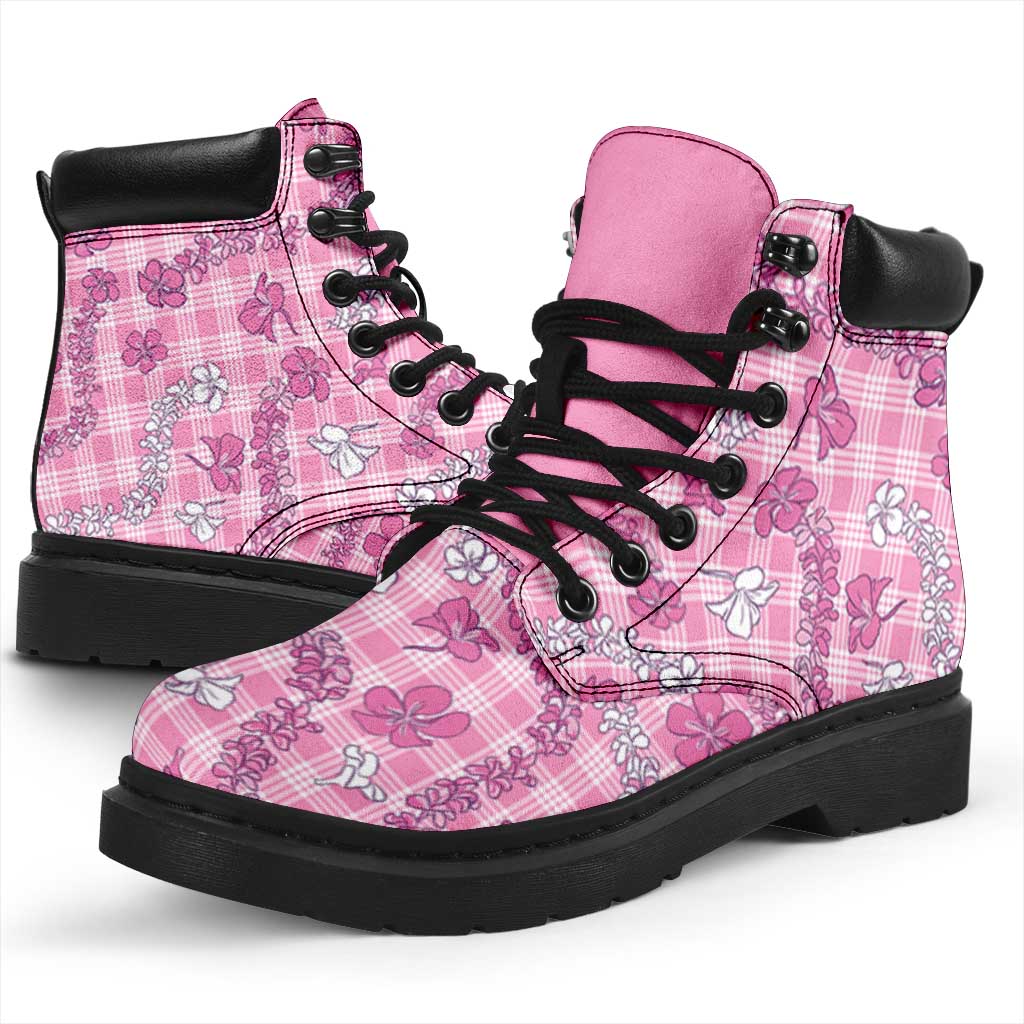 Alaka Aloha Hawaii All Season Boots Plumeria Lei With Palaka Motif LT14 - Polynesian Pride