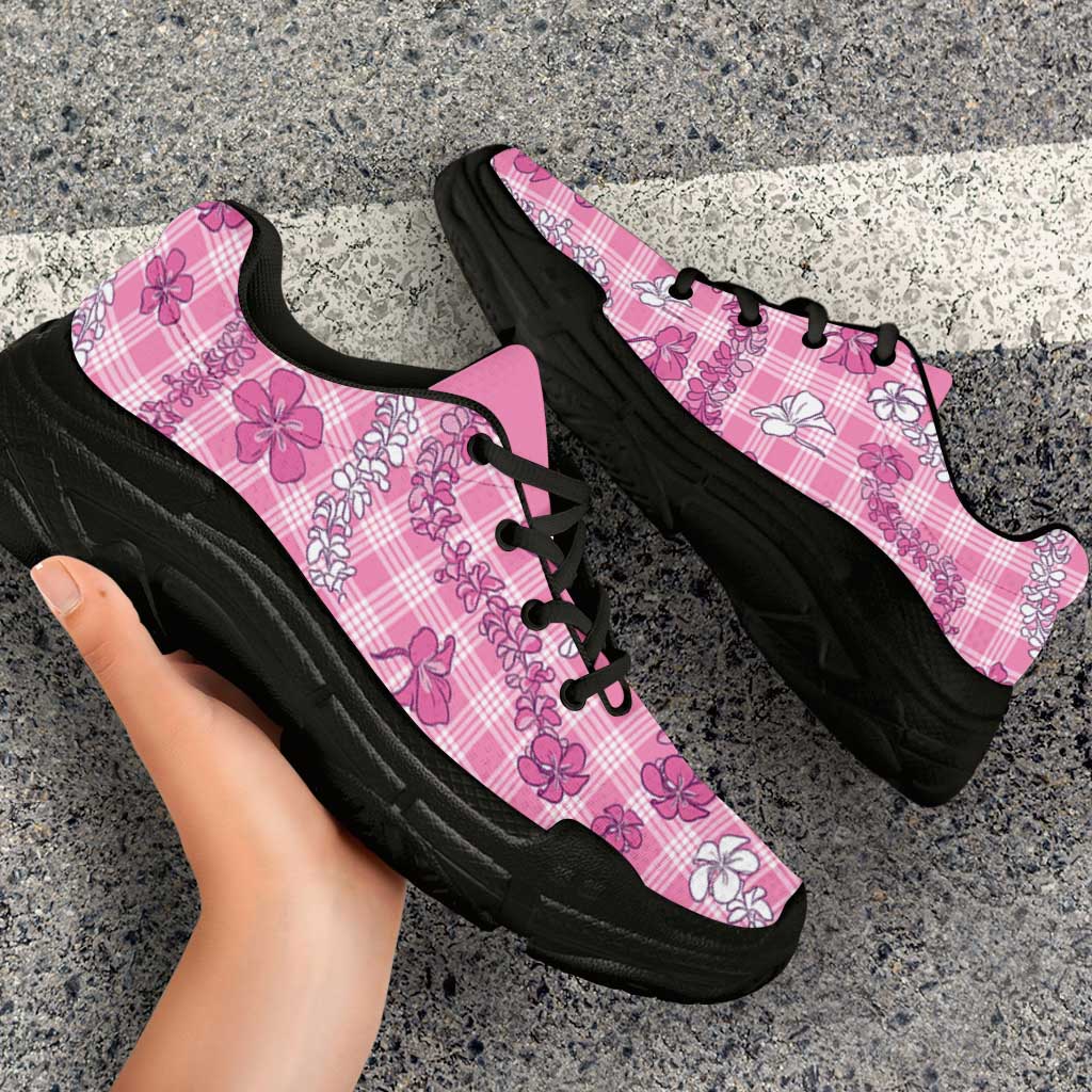 Alaka Aloha Hawaii Chunky Sneakers Plumeria Lei With Palaka Motif - Polynesian Pride