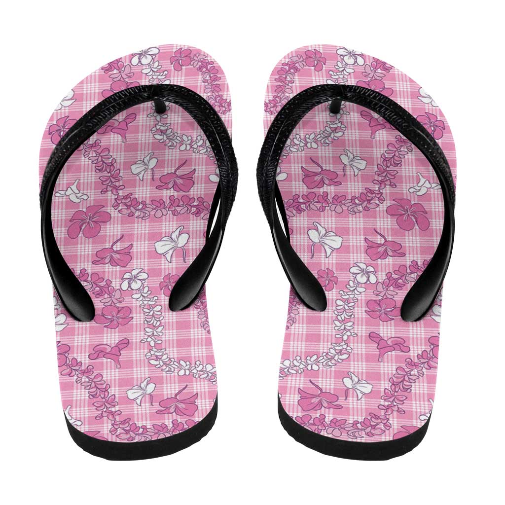 Alaka Aloha Hawaii Flip Flops Plumeria Lei With Palaka Motif - Polynesian Pride