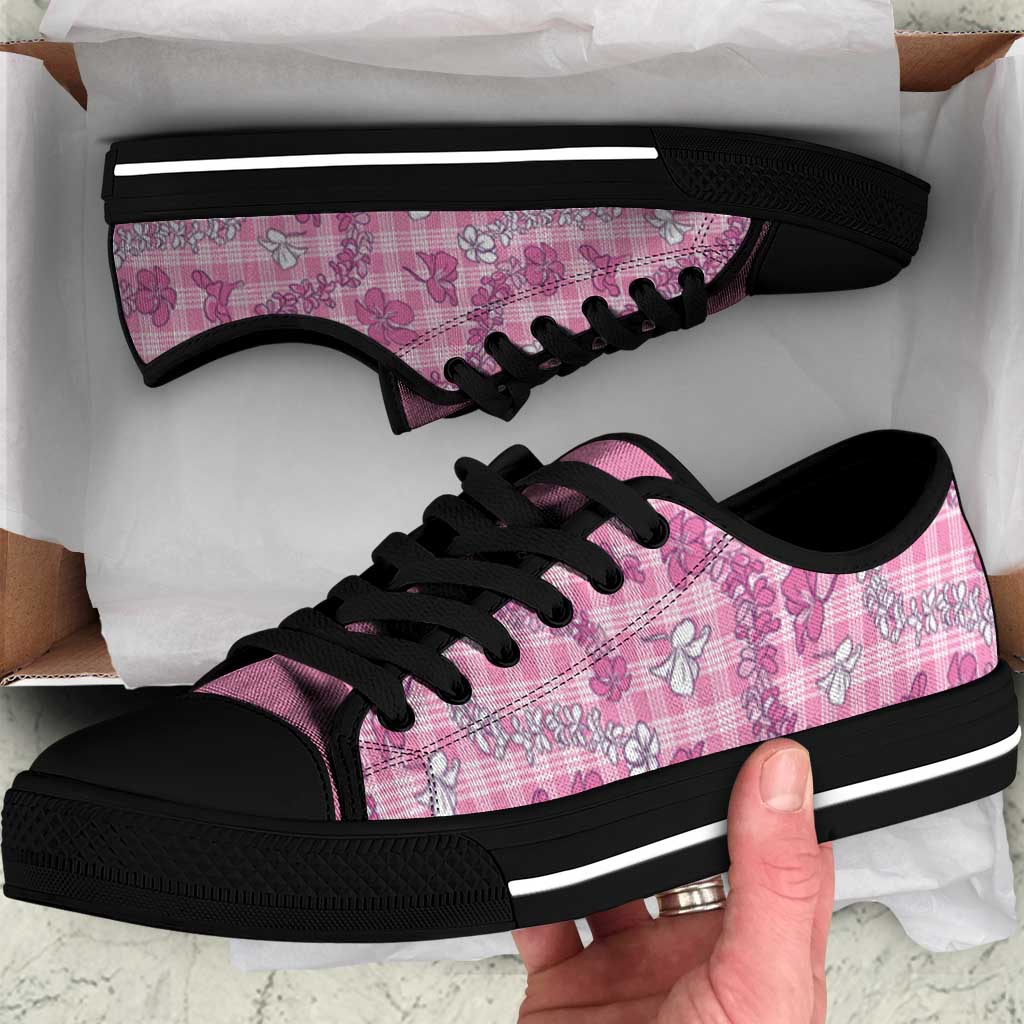 Alaka Aloha Hawaii Low Top Shoes Plumeria Lei With Palaka Motif - Polynesian Pride
