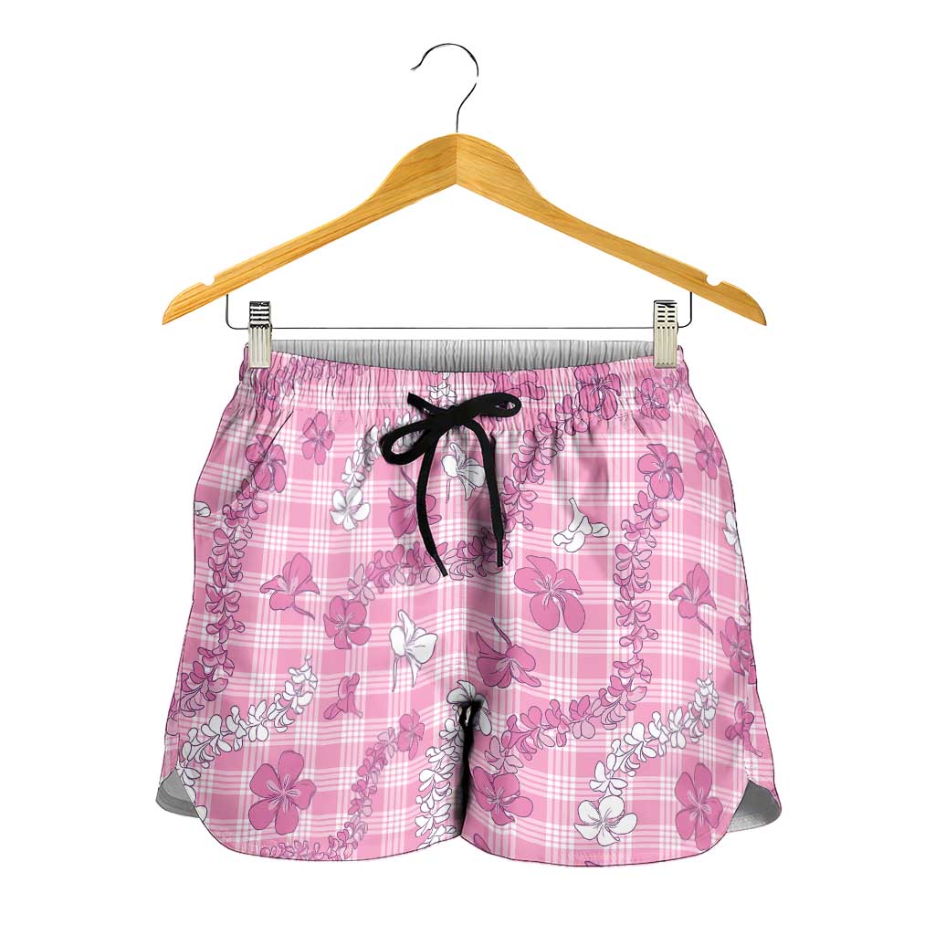 Alaka Aloha Hawaii Shorts for Women Plumeria Lei With Palaka Motif LT14 - Polynesian Pride