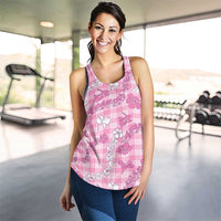 Alaka Aloha Hawaii Women Racerback Tank Plumeria Lei With Palaka Motif - Polynesian Pride