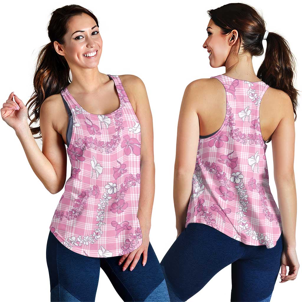 Alaka Aloha Hawaii Women Racerback Tank Plumeria Lei With Palaka Motif - Polynesian Pride