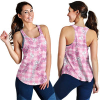 Alaka Aloha Hawaii Women Racerback Tank Plumeria Lei With Palaka Motif - Polynesian Pride