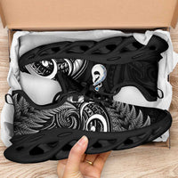 All Black New Zealand Clunky Sneakers Aotearoa Silver Fern With Manaia Maori Unique