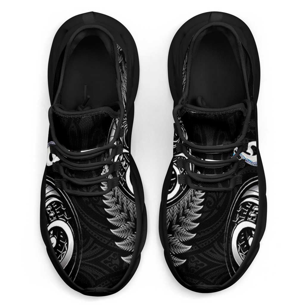 All Black New Zealand Clunky Sneakers Aotearoa Silver Fern With Manaia Maori Unique