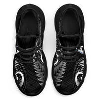 All Black New Zealand Clunky Sneakers Aotearoa Silver Fern With Manaia Maori Unique