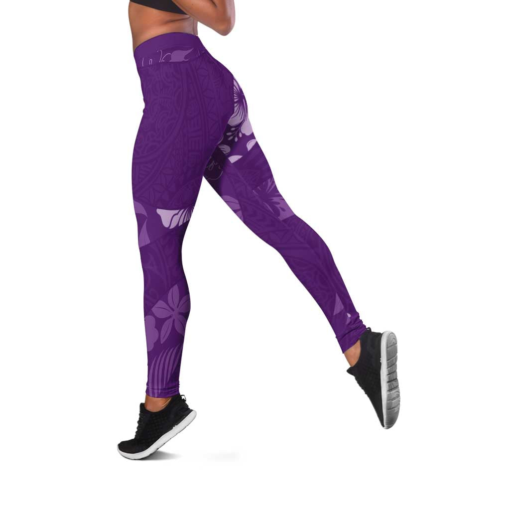 Aloha Hawaii Floral Tapa Leggings Patchwork Violet - Polynesian Pride