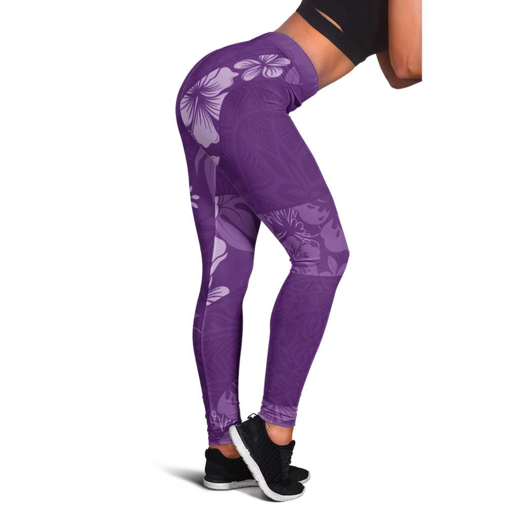 Aloha Hawaii Floral Tapa Leggings Patchwork Violet - Polynesian Pride