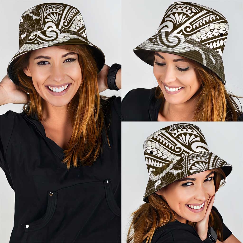 Aloha Hawaii Kalo Pikake Lei Bucket Hat Chest Tattoo Gold Hawaiian Pattern