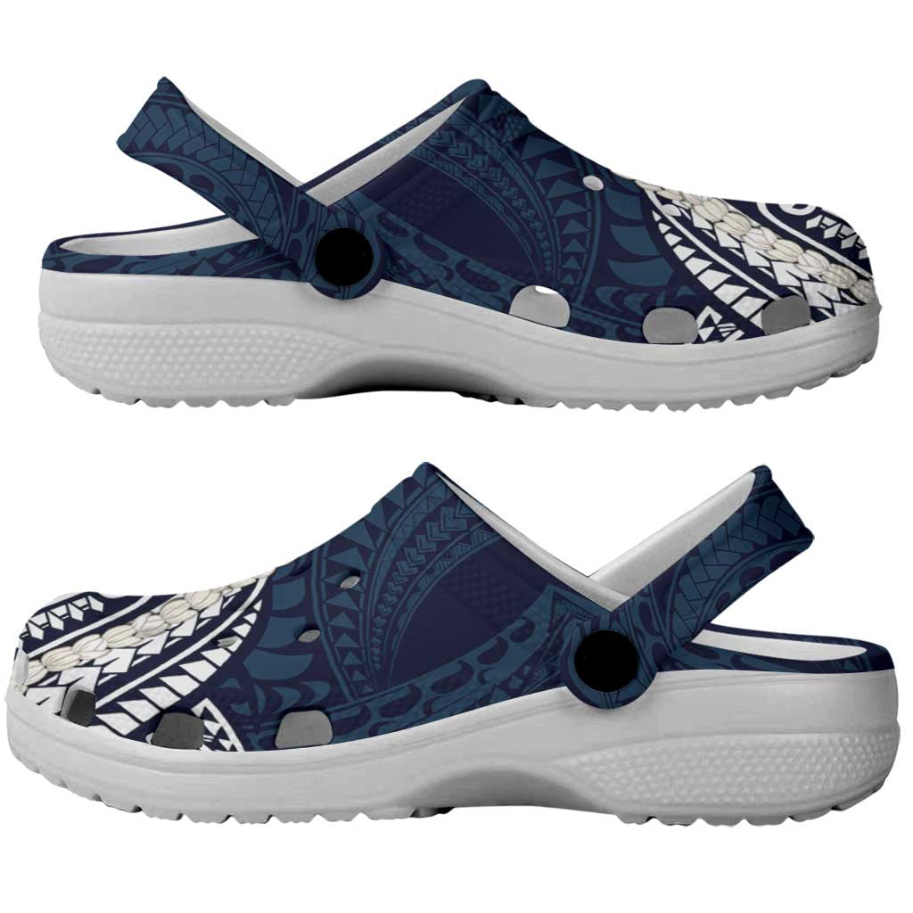 Aloha Hawaii Kalo Pikake Lei Clogs Shoes Chest Tattoo Oxford Blue Hawaiian Pattern