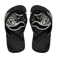 Aloha Hawaii Kalo Pikake Lei Flip Flops Chest Tattoo Black Hawaiian Pattern
