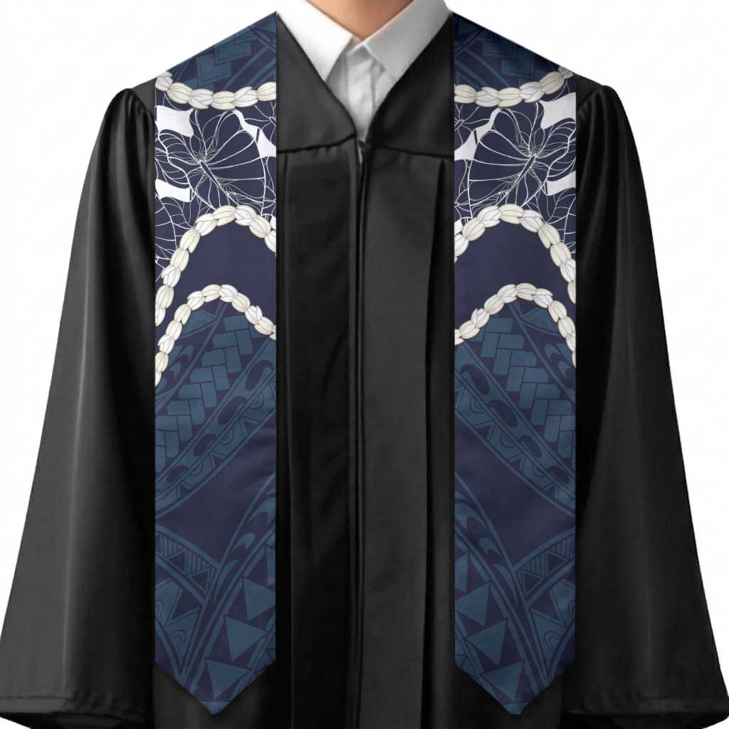 Aloha Hawaii Kalo Pikake Lei Graduation Stole Chest Tattoo Oxford Blue Hawaiian Pattern