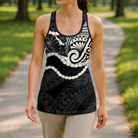 Aloha Hawaii Kalo Pikake Lei Hollow Tank Top Chest Tattoo Black Hawaiian Pattern