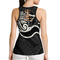 Aloha Hawaii Kalo Pikake Lei Hollow Tank Top Chest Tattoo Black Hawaiian Pattern