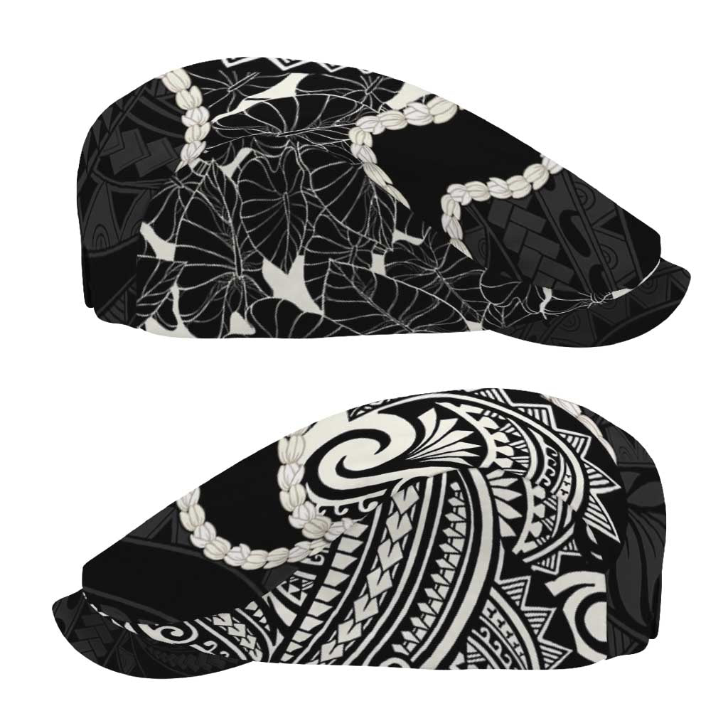 Aloha Hawaii Kalo Pikake Lei Jeff Hat Chest Tattoo Black Hawaiian Pattern