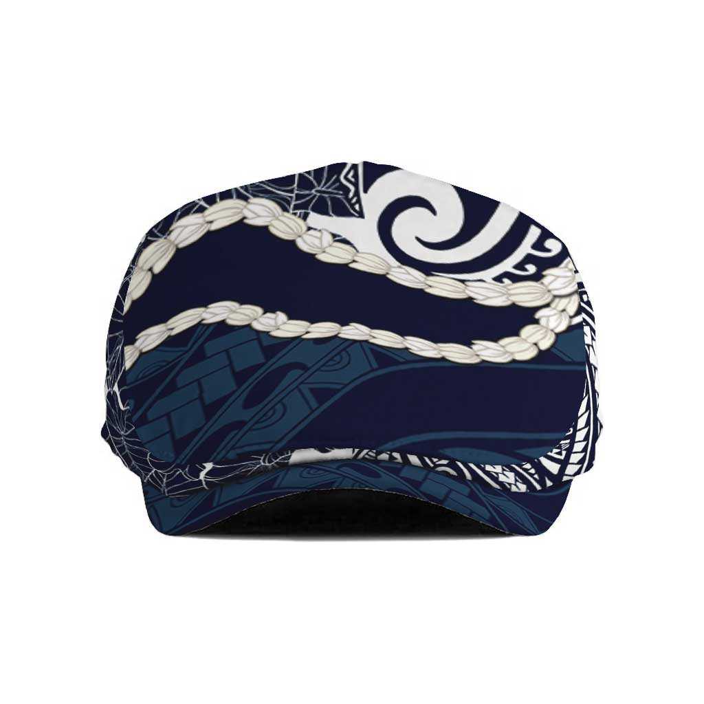 Aloha Hawaii Kalo Pikake Lei Jeff Hat Chest Tattoo Oxford Blue Hawaiian Pattern