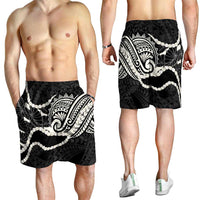 Aloha Hawaii Kalo Pikake Lei Shorts for Men Chest Tattoo Black Hawaiian Pattern