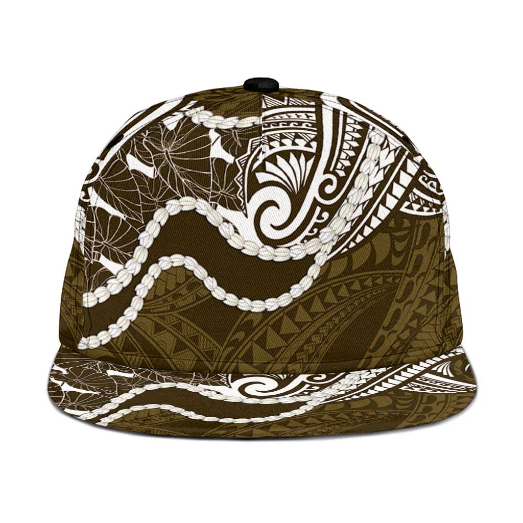 Aloha Hawaii Kalo Pikake Lei Snapback Cap Chest Tattoo Gold Hawaiian Pattern