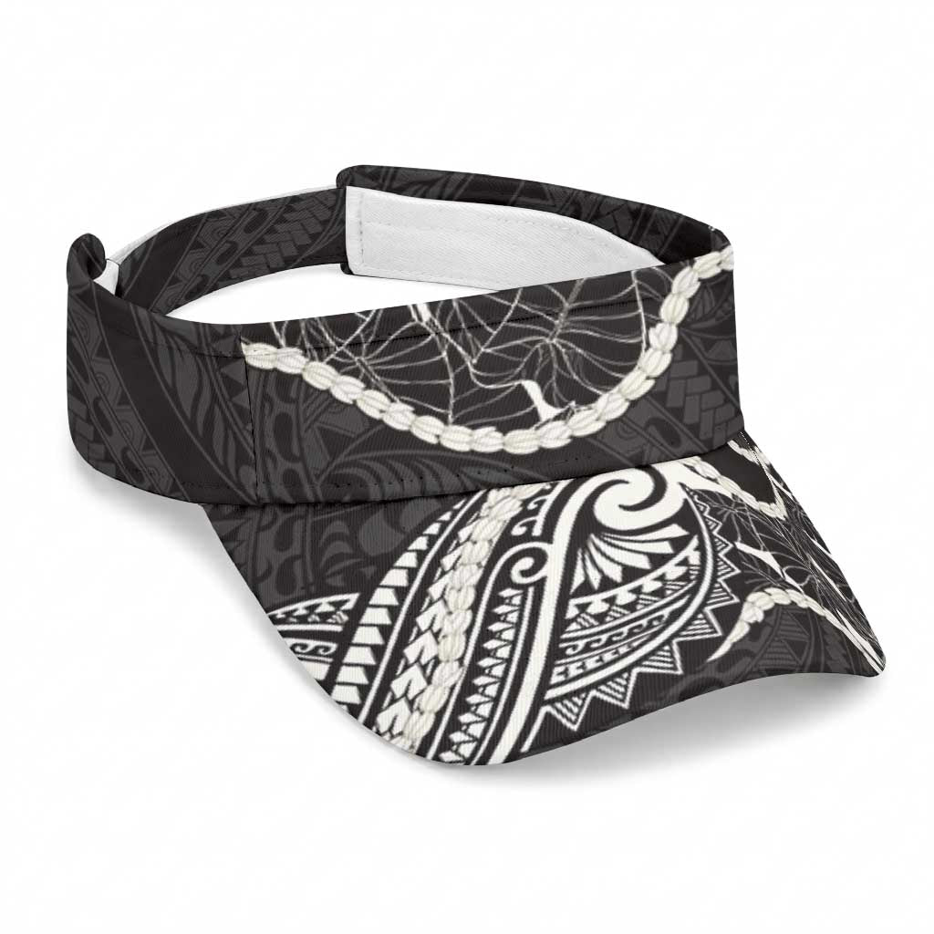 Aloha Hawaii Kalo Pikake Lei Sun Visor Cap Chest Tattoo Black Hawaiian Pattern