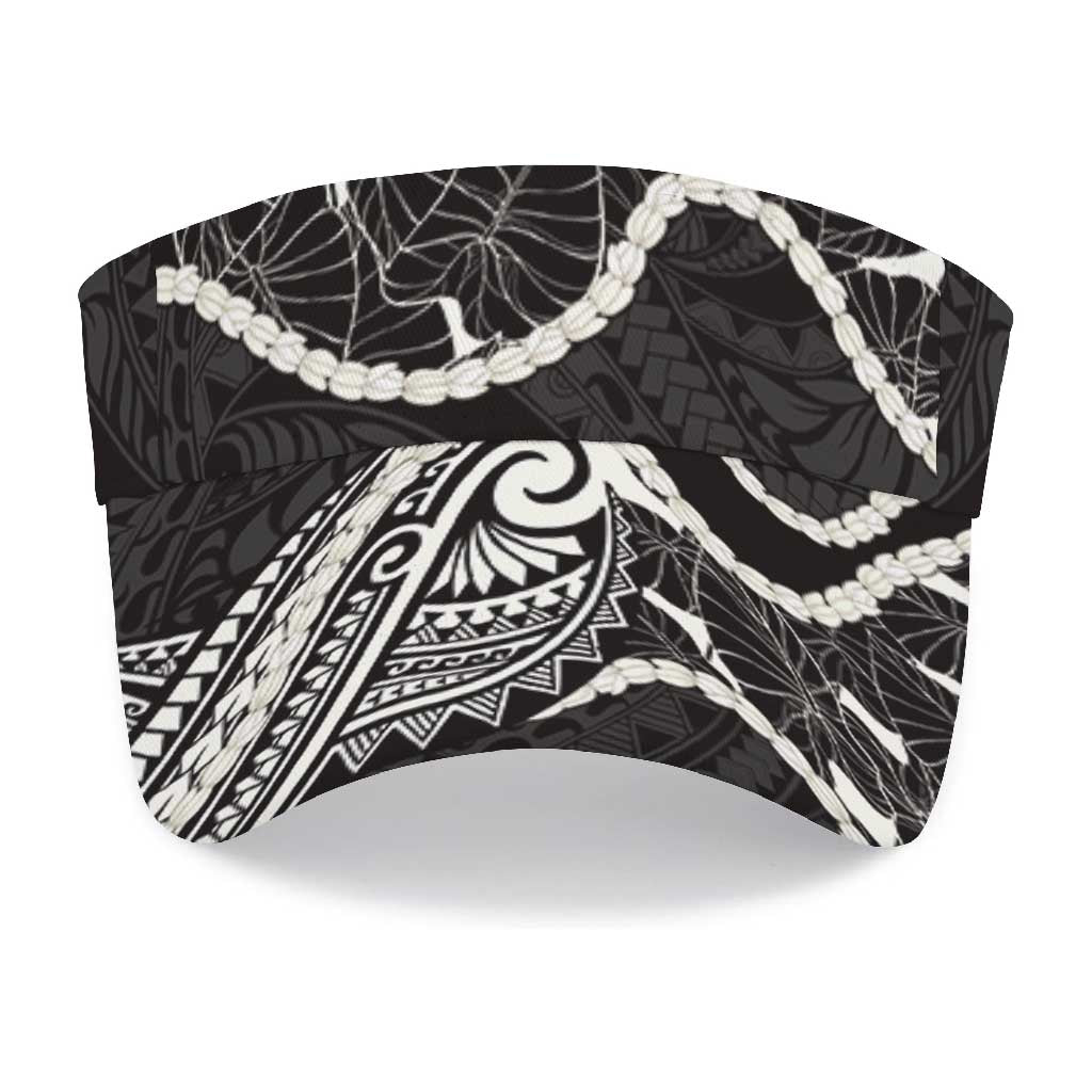 Aloha Hawaii Kalo Pikake Lei Sun Visor Cap Chest Tattoo Black Hawaiian Pattern