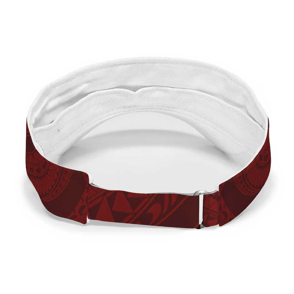 Aloha Hawaii Kalo Pikake Lei Sun Visor Cap Chest Tattoo Oxblood Hawaiian Pattern