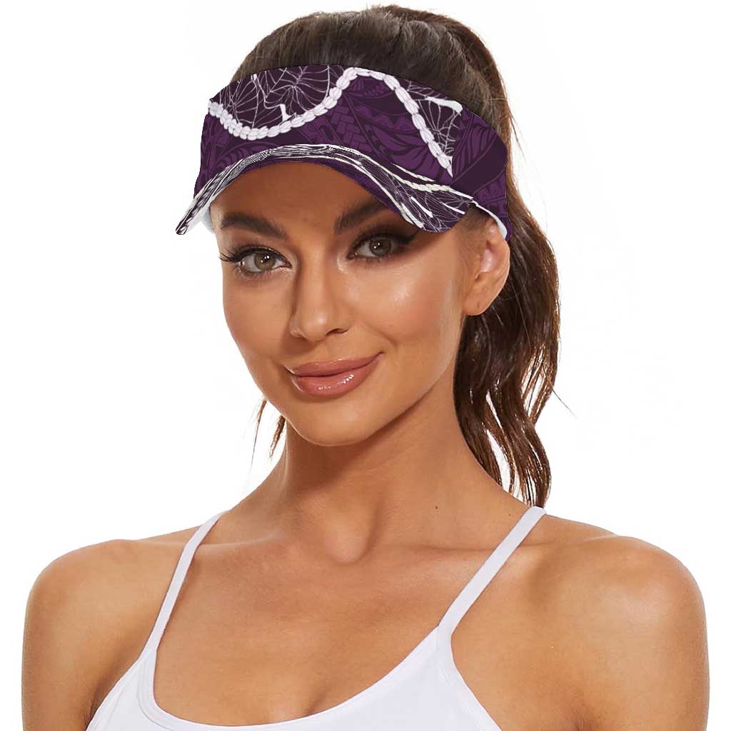 Aloha Hawaii Kalo Pikake Lei Sun Visor Cap Chest Tattoo Purple Hawaiian Pattern