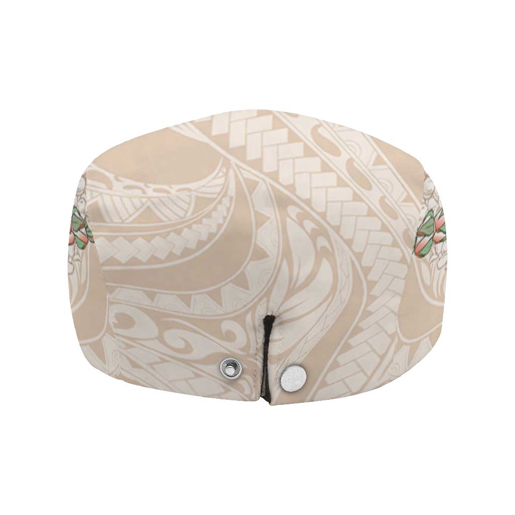 Aloha Hawaii Mikioi Lei Jeff Hat Beige Tropical Flower Pattern LT14 - Polynesian Pride