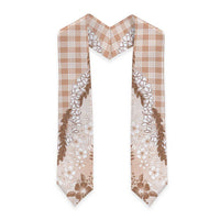 Aloha Hawaii Palaka Graduation Stole Beige Plumeria Lei