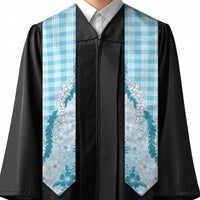 Aloha Hawaii Palaka Graduation Stole Blue Plumeria Lei