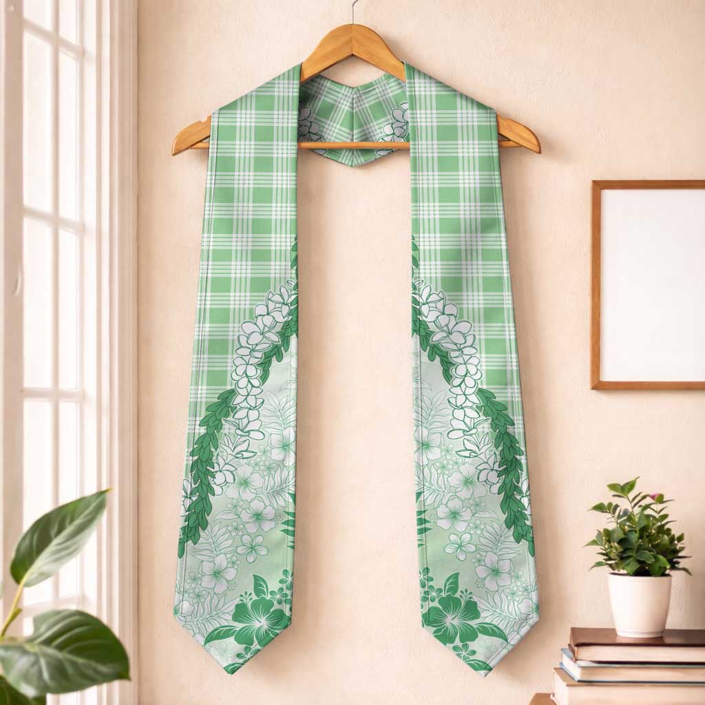 Aloha Hawaii Palaka Graduation Stole Green Plumeria Lei