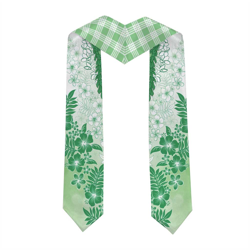 Aloha Hawaii Palaka Graduation Stole Green Plumeria Lei