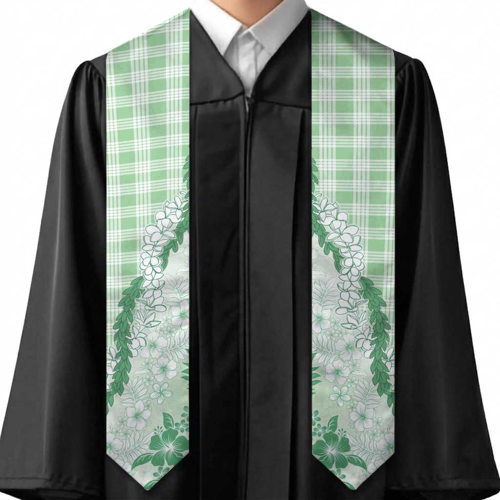 Aloha Hawaii Palaka Graduation Stole Green Plumeria Lei