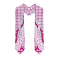 Aloha Hawaii Palaka Graduation Stole Pink Plumeria Lei