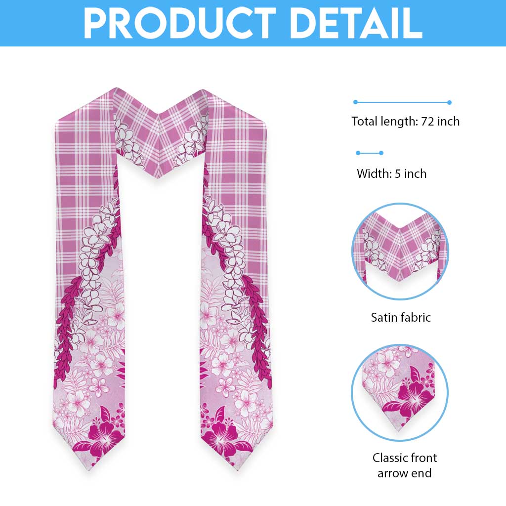 Aloha Hawaii Palaka Graduation Stole Pink Plumeria Lei