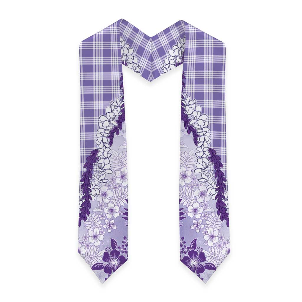 Aloha Hawaii Palaka Graduation Stole Purple Plumeria Lei