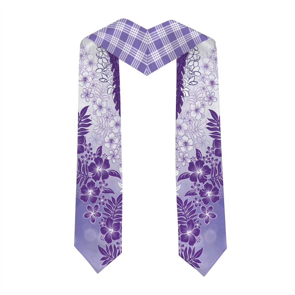 Aloha Hawaii Palaka Graduation Stole Purple Plumeria Lei