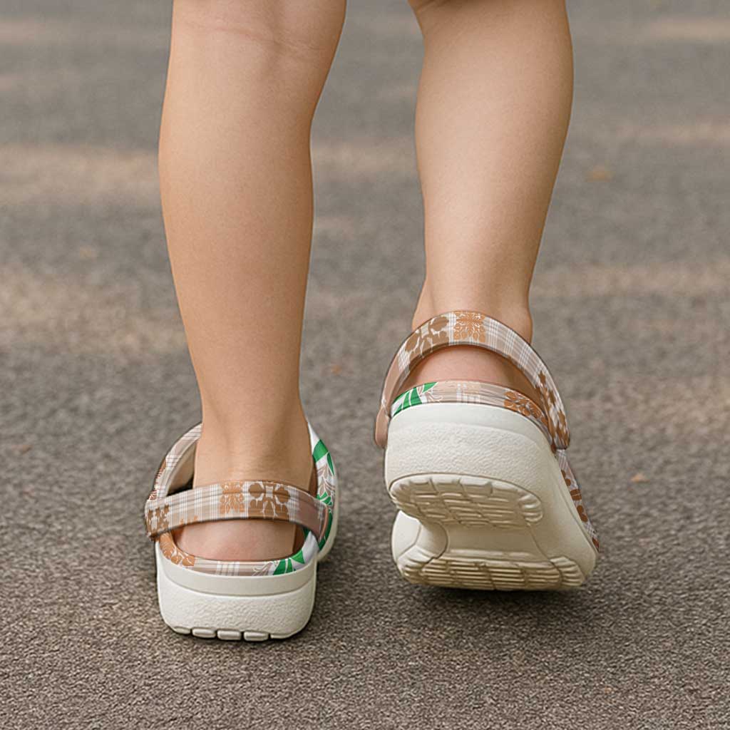 Aloha Hawaii Palaka Tuberose Lei Clogs Shoes Hawaiian Quilt Seamless Style - Polynesian Pride