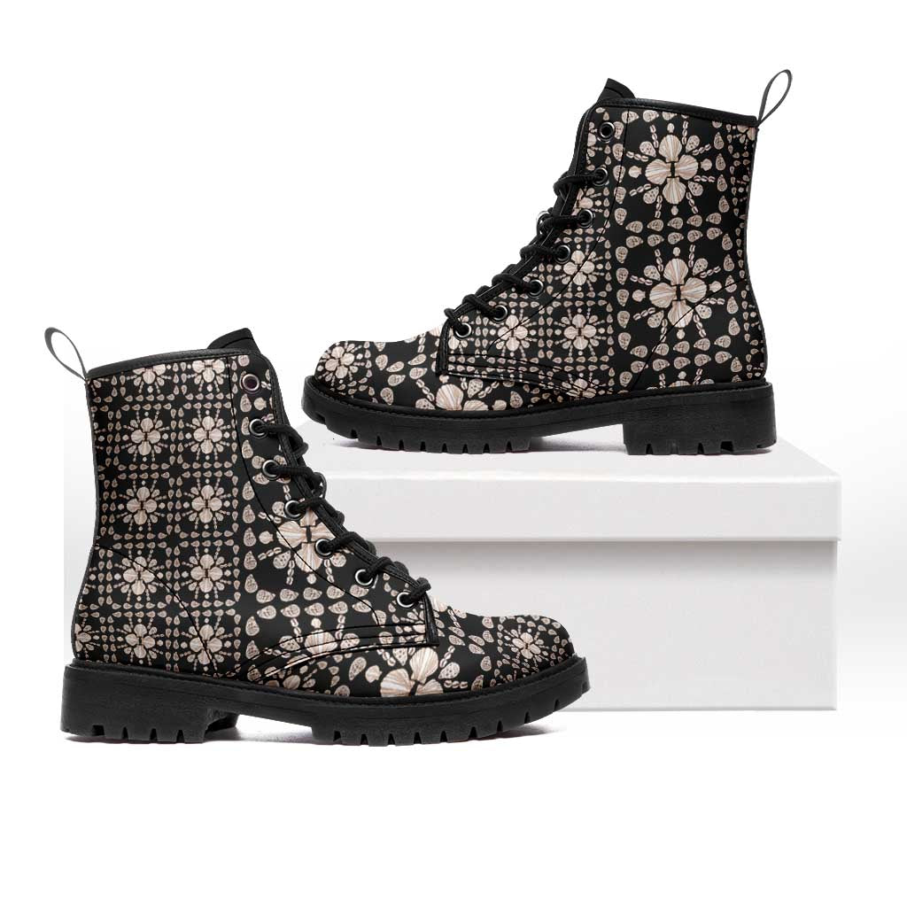 Aloha Hawaii Shell Quilt Leather Boots Seamless Style - Polynesian Pride