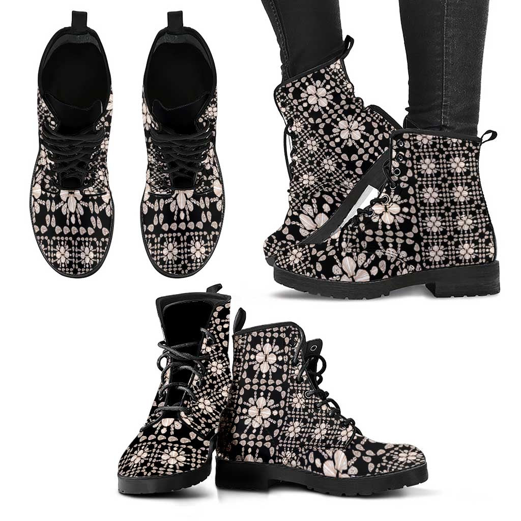 Aloha Hawaii Shell Quilt Leather Boots Seamless Style - Polynesian Pride